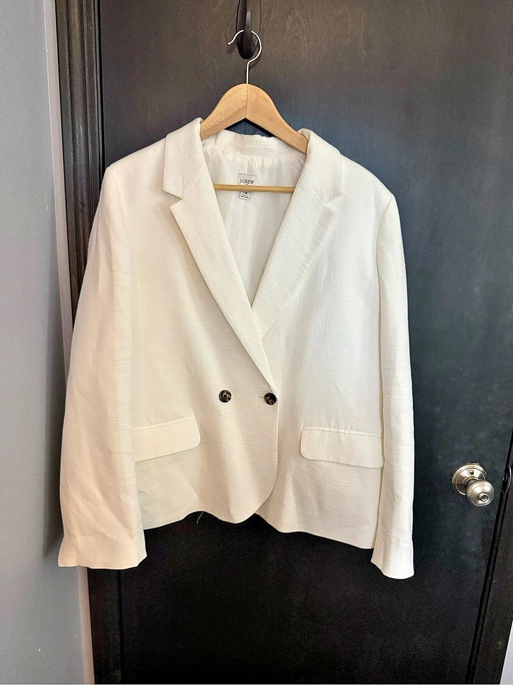J.Crew Linen Blend Blazer in White Size 18